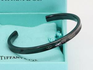 美品 ティファニー 1837 ナロー チタン カフ ブレスレット バングル ブラック Tiffany&Co.