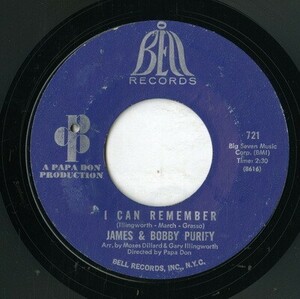 【7inch】試聴　JAMES & BOBBY PURIFY 　　(BELL 721) I CAN REMEMBER / I WAS BORN TO LOSE OUT