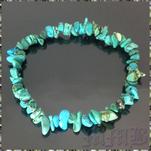 [BRACELET] NATURAL TURQUOISE ナチュラル ターコイズ ストーン チップ ビーズ ブレスレット 8-12×180mm 【送料無料】