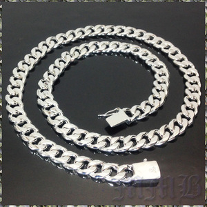 [NECKLACE] 925 Silver Plated square lock buckle oval 2 surface flat chain silver necklace 10x500mm (75g) [ free shipping ]