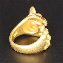 [RING] 24K Gold Plated 指にしがみつくワンちゃん フレンチブルドッグ ボストン・テリア イギー 犬デザイン フリーサイズ ゴールド リング_画像5