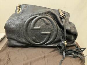 ☆【売り切り】美品 GUCCI グッチ 308982/204991 ソーホー フリンジ チェーントート インターロッキングG 