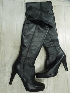 !!PEPECASTELL/ Pepe rental teru black leather long boots /36 size!!