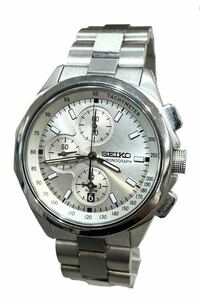 ☆SEIKO セイコー イグニッション 7T62-0GS0 シルバー文字盤 腕回り(約)17cm ステンレス レザー 不動 メンズ