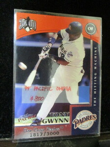 ★野球カード T・GWYnn 1999 Pacific Omega Hit Machine 3000 #1 1817/3000 #10 　即決!!