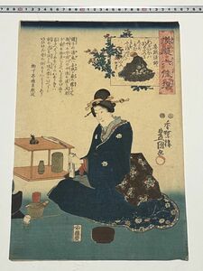 「模擬六佳撰 喜撰法師」大判1枚 豊国画 柳下亭種員戯述｜和本 古典籍 絵本 絵本 本物 浮世絵 真作 刷物 摺物 茶道 抹茶