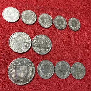 ☆スイスフラン 硬貨まとめ FR 1,2,5 外国コイン 当時物 レトロ【ZOZ】