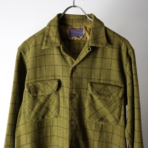 60s USA製 PENDLETON ペンドルトン 開襟 ウール チェック ボックスシルエット シャツ size M / 古着 ヴィンテージ