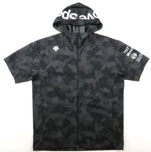 極美品★DESCENTE Move Sport デサント S.F.TECH グラフィックスウェット 半袖フーデッドジャケット/パーカー/DMMTJF22/Lサイズ