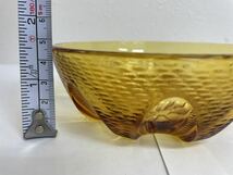 Y-1101【洋食器　カラーガラス食器　飴色ガラス　デザート皿　中古品　(約)13cm×4.7cm】_画像8