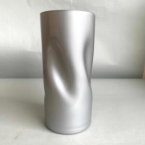 【未使用】ガラス 花瓶 花器 塗りもの フラワーベース インテリア ガラス工芸　ガラス　シルバー
