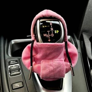 車用 シフトノブ シフトレバーカバー 手の冷え防止にも☆ミニパーカー 濃いピンク ギアカバー シフトカバー インテリア 車の飾り