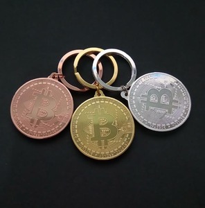 仮想通貨 Bitcoin ビットコイン 金・銀・銅メッキ レプリカ金貨・銀貨・銅貨 記念メダルキーホルダー ３種セット