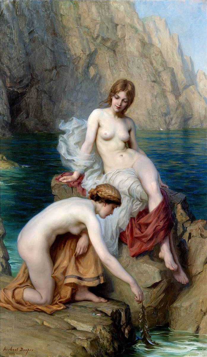 Nouveau, sans cadre, technique spéciale d'impression de haute qualité de At the Summer Sea d'Herbert Draper, Format A4, prix spécial : 980 yens (frais de port inclus), Acheter maintenant, ouvrages d'art, peinture, autres