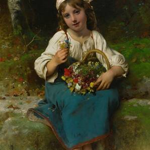 新品 レオン・ペロー「花籠を持つ少女」の特殊技法高級印刷 A4版サイズ 額なし 特価980円(送料込)即決