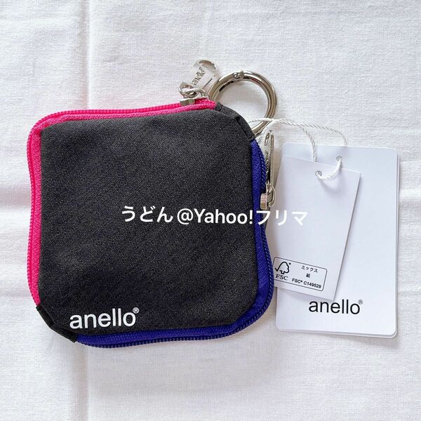 anello アネロ スクエアマルチポーチ (新品未使用タグ付き) ブラック キーケース コインケース ミニ財布 小銭入れ