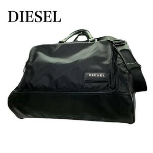 DIESEL diesel ディーゼル ナイロン×レザー 合皮 A4対応 2way ショルダーバッグ ビジネスバッグ デカロゴ 黒 ブラック 普段使い ビジネス