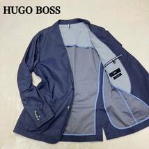 HUGO BOSS ヒューゴ ボス REGULER FIT デニム テーラードジャケット エルボーパッチ 伸縮性 ストレッチあり 50サイズ_画像1