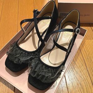 honey salon ハニーサロン チュールフリルパンプス ブラック キラキラ