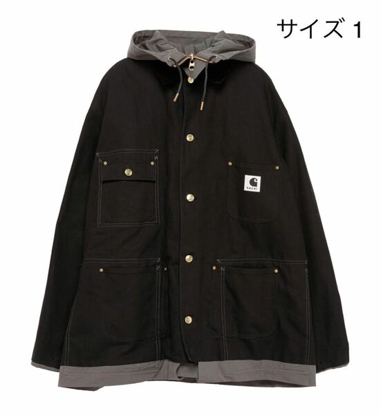 サイズ 1 24SS Sacai Carhartt WIP Duck Coat 黒 グレー サカイ カーハート ダック コート jacket ジャケット cap スーツ キャップ