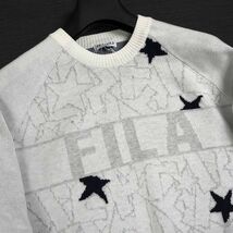 P957 新品 FILA GOLF フィラ ゴルフ ジャガード ニット セーター 総柄 タイポグラフィジャガード L ホワイト_画像2