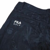 P999 新品 FILA GOLF フィラ ゴルフ 3層ボンディング ストレッチ テーパード パンツ 裏地フリース Dカン グラフィック迷彩 M ネイビー_画像7