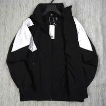 P974 新品 adidas アディダス 裏起毛トリコット フルジップ ウーブン ジャケット ウインドブレーカー ゴルフ 2XL ブラック/ホワイト_画像2