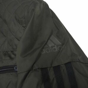 P940 新品 adidas アディダス ３ストライプス 裏起毛 2WAY フルジップ ウーブン ジャケット ウインドブレーカー ゴルフ 2XL オリーブの画像5