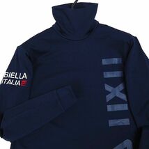 R101 新品 FILA GOLF フィラ ゴルフ タートルネック 長袖 シャツ ビッグロゴ 裏起毛 L ネイビー_画像1