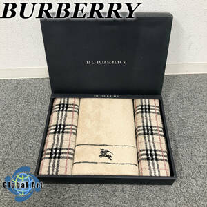 ★D06300【未使用保管品】BURBERRY バーバリー/バスタオル/フェイスタオル/ノバチェック/箱付