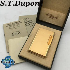 ★E02136/S.T.Dupont デュポン/ガスライター/ライン1L/ゴールド/箱付/火花OK