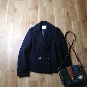 ユナイテッドアローズ BEAUTY&YOUTH ショートジャケット Pコート ウールブレンド ネイビー 紺色 Mサイズ 24-0223bu07