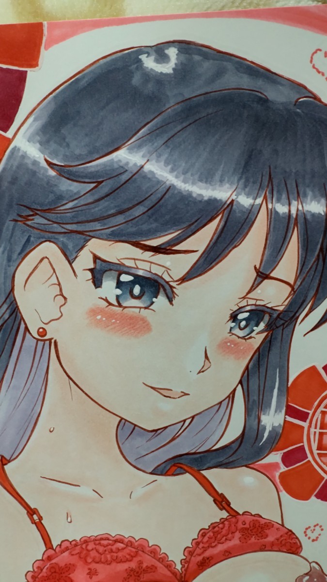 Ilustración de arte A4 Doujin dibujada a mano Sailor Moon Valentine Rei-chan Rei Hino No.40 con bonificación, historietas, productos de anime, ilustración dibujada a mano