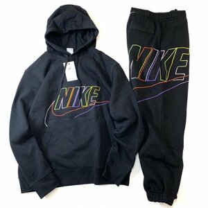 ☆新品☆NIKE ナイキ クラブフリース ビッグロゴ フーディ & ワイド スウェットパンツ セット 上下 DX0542 DX0548 -010 黒 2XL