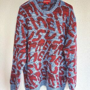 ~Supreme~ Stacked Sweater L Blue 総柄 ニット セーター 人気