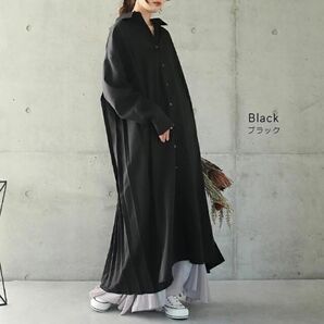 XL 黒　大きいサイズ　ロングワンピース　ワンピース　秋冬　長袖　s2