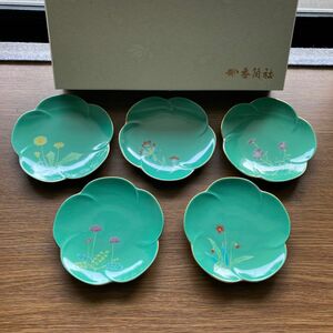 【新品未使用】香蘭社　つごもり草　有田焼　　銘々皿５枚セット 小皿