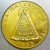 双頭の鷹 マリアツェルのマドンナ 100シリング金貨 1935年　レプリカコイン_画像1