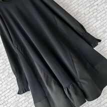 ★Belles*★送料185円★新品M～L対応★*大人可愛い*ボリューム袖とフレアデザイン*たっぷり長め丈チュニックワンピース*552黒×黒_画像9