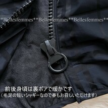 ★Belles*★新品★*送料185円★ネイビー*春*ビッグファスナー*モード春アウター*お洒落な大人女性に*ナイロンコート裏シャギー158999*M～L_画像3