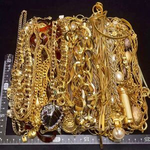 1円 総重量1.9KG ゴールドカラーアクセサリー 45点まとめ 大量セット 喜平 ネックレス ブレスレット MONET/BALMAIN/18GP 等 刻印含む