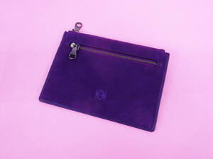 LOEWE Loewe hole gram suede leather Flat pouch deep purple passport case / cosme pouch new goods unused goods 