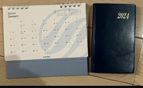 2024年 令和6年　卓上カレンダー ビジネス手帳　アズビル　セット　スケジュール帳　システム手帳　新生活　 シンプルタイプ