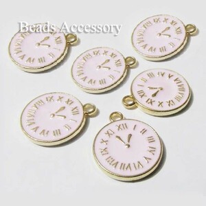 Art hand Auction BA-0561 Reloj 17×15mm Doble cara Color dorado y rosa 9 piezas, artesanía a mano, artesanía, trabajo de perlas, partes de metal