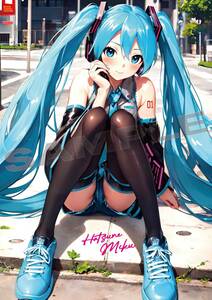 HMSA003 初音ミク VOCALOID A4 サイズ 同人 アートポスター ファンアート 高画質 高品質 美少女 フェチ アニメ