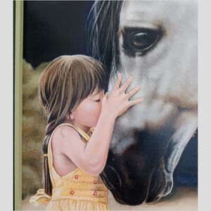 絵画. アクリル画. アート. インテリア. 少女と馬