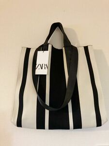 ZARA ファブリックストライプバッグ