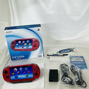 ★1円〜 新品同様 動作確認済 SONY PS Vita PCH-1000ZA03 Wi-Fiモデル 本体 コズミックレッド Play Station COSMIC RED FW3.74 付属品完備