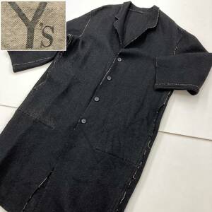 90s Y's ワイズ 切りっぱなし加工 ロング チェスターコート ブラック Ys Yohji Yamamoto ヨウジヤマモト ジャケット VINTAGE archive 1621