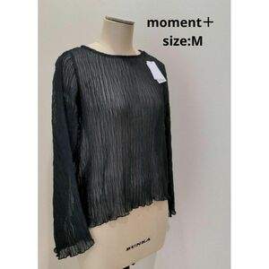 moment＋ 【タグ付き未使用品】 プリーツ加工 シアートップス ブラック Ｍ